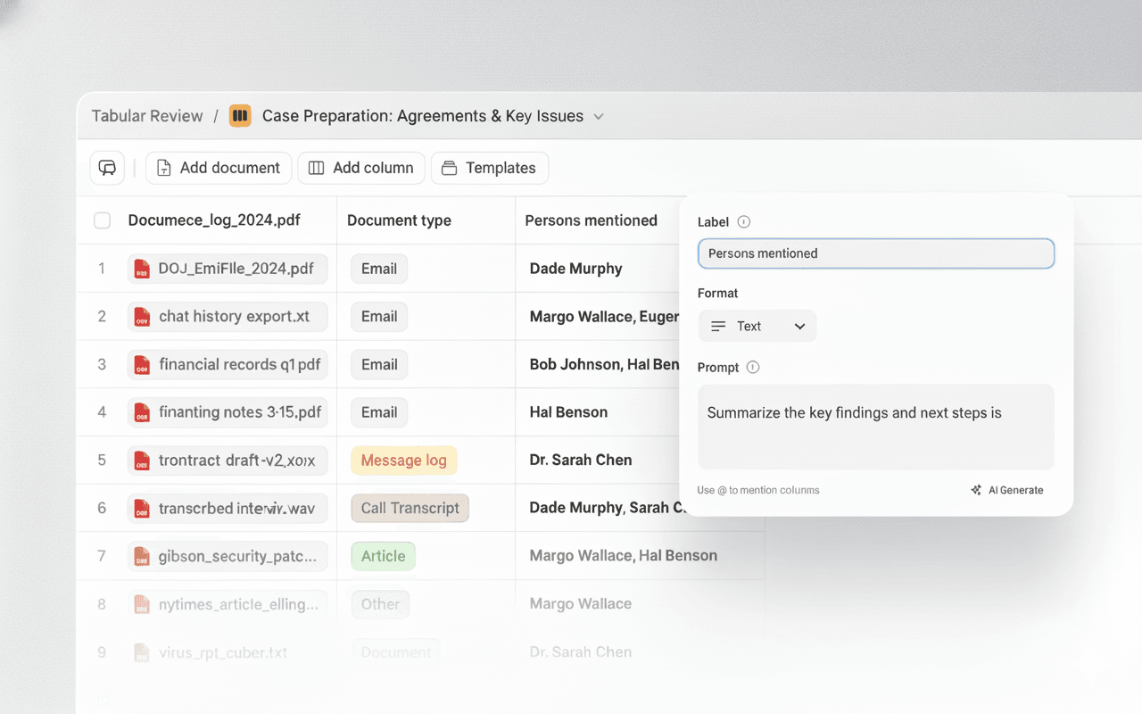 Build your tabular review